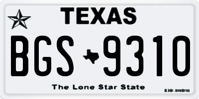 TX license plate BGS9310