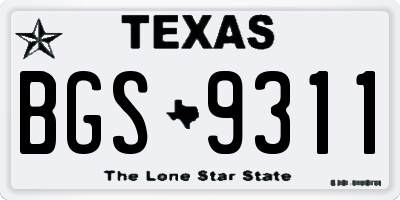 TX license plate BGS9311