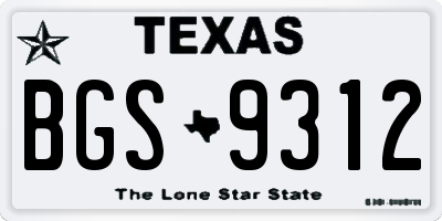 TX license plate BGS9312