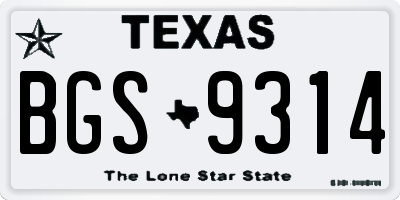 TX license plate BGS9314