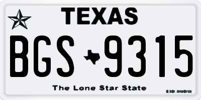 TX license plate BGS9315