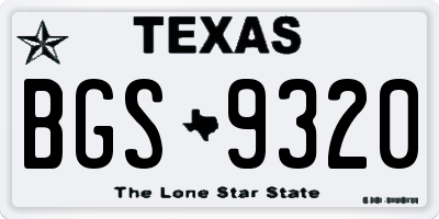 TX license plate BGS9320