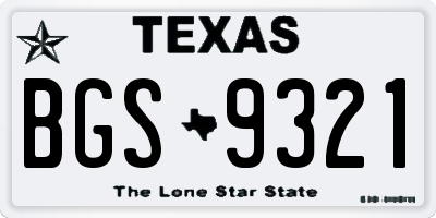 TX license plate BGS9321