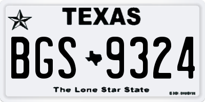 TX license plate BGS9324
