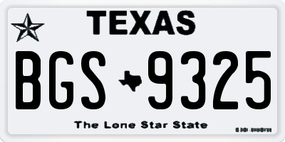 TX license plate BGS9325