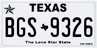 TX license plate BGS9326