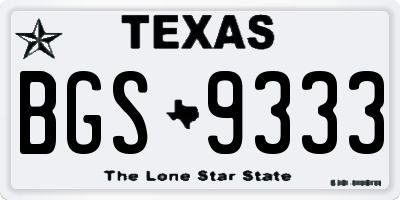 TX license plate BGS9333
