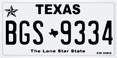 TX license plate BGS9334