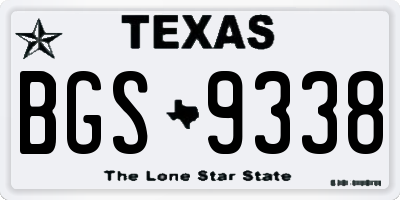 TX license plate BGS9338
