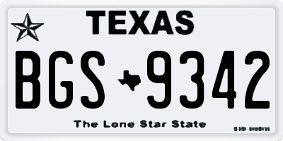TX license plate BGS9342