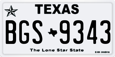 TX license plate BGS9343