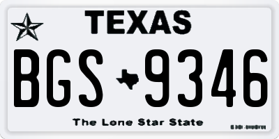 TX license plate BGS9346
