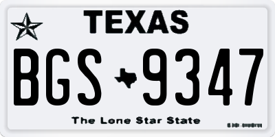 TX license plate BGS9347