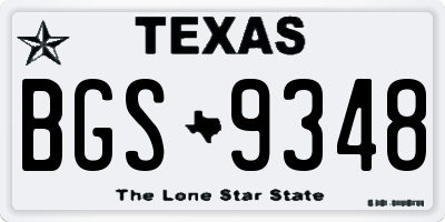 TX license plate BGS9348