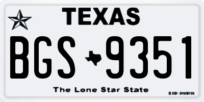 TX license plate BGS9351