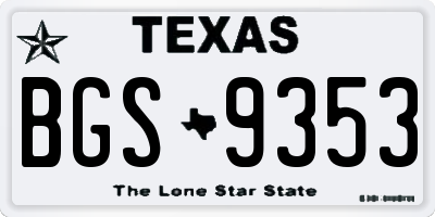 TX license plate BGS9353