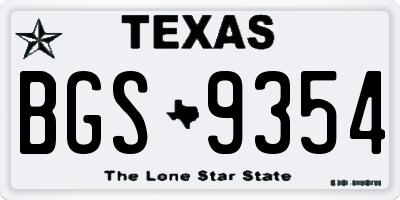 TX license plate BGS9354