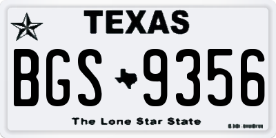 TX license plate BGS9356