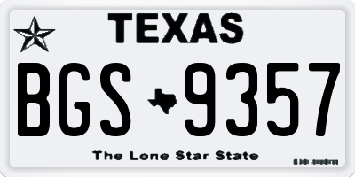 TX license plate BGS9357