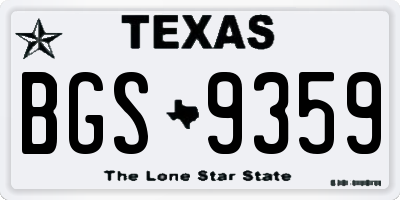 TX license plate BGS9359
