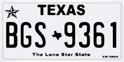 TX license plate BGS9361