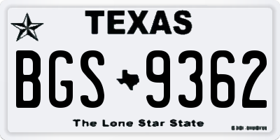 TX license plate BGS9362