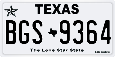 TX license plate BGS9364