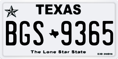 TX license plate BGS9365