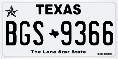 TX license plate BGS9366
