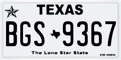TX license plate BGS9367