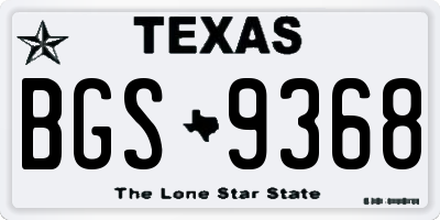 TX license plate BGS9368