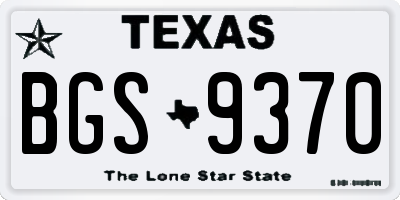 TX license plate BGS9370