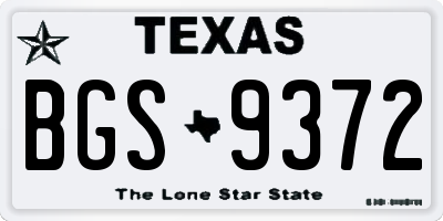 TX license plate BGS9372