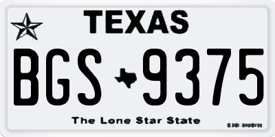 TX license plate BGS9375