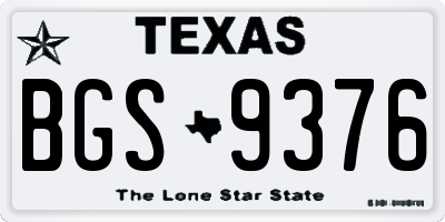 TX license plate BGS9376