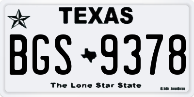 TX license plate BGS9378