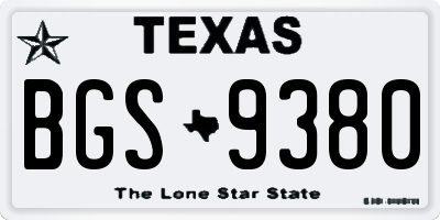 TX license plate BGS9380