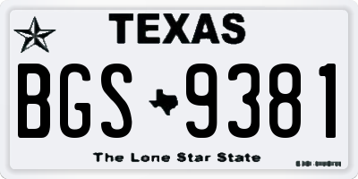TX license plate BGS9381