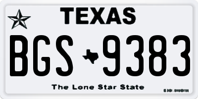 TX license plate BGS9383