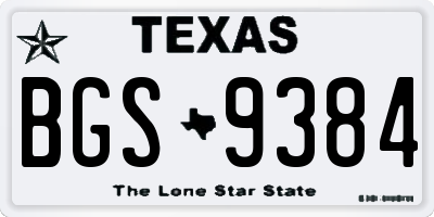 TX license plate BGS9384