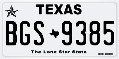 TX license plate BGS9385