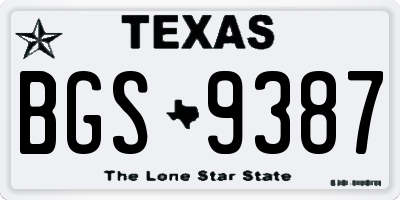 TX license plate BGS9387