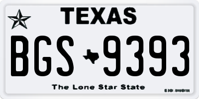 TX license plate BGS9393