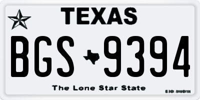 TX license plate BGS9394