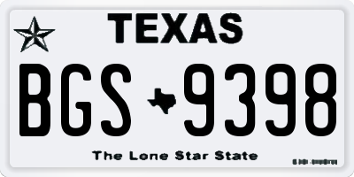 TX license plate BGS9398