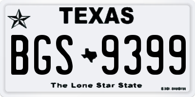 TX license plate BGS9399