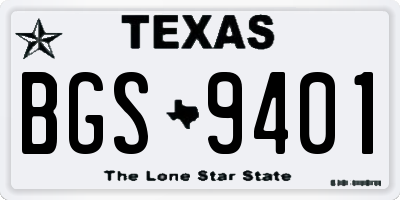 TX license plate BGS9401