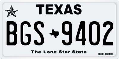 TX license plate BGS9402