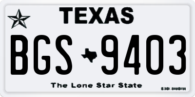 TX license plate BGS9403