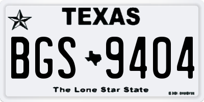 TX license plate BGS9404
